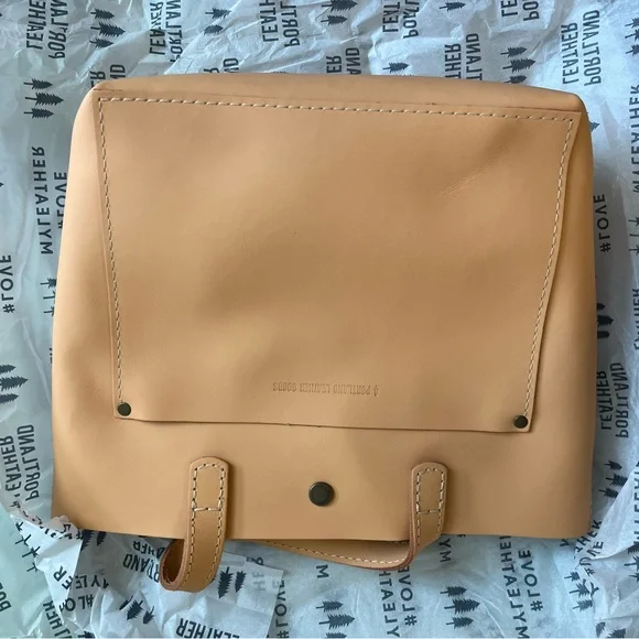 Portland leather mini crossbody tote in peach - Picture 7 of 7